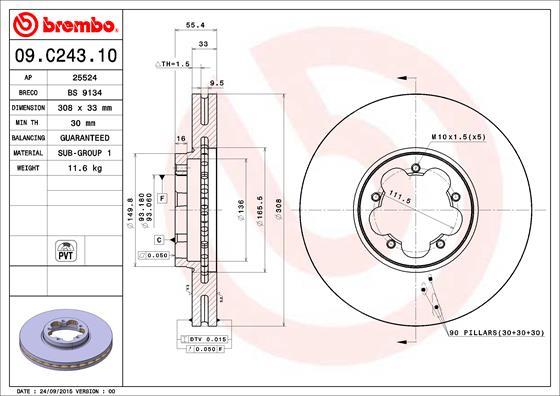 AP 25524 - Тормозной диск autospares.lv