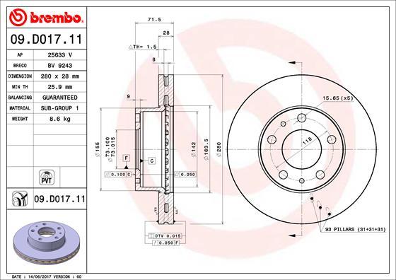 AP 25633 V - Тормозной диск autospares.lv