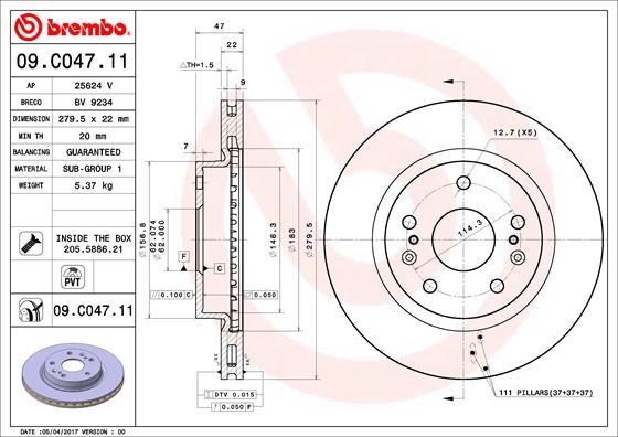 AP 25624 V - Тормозной диск autospares.lv