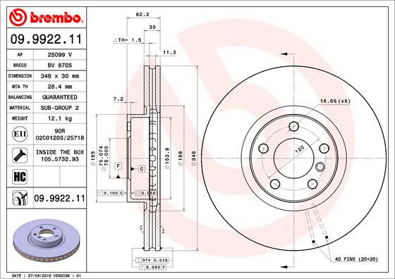 AP 25099 V - Тормозной диск autospares.lv