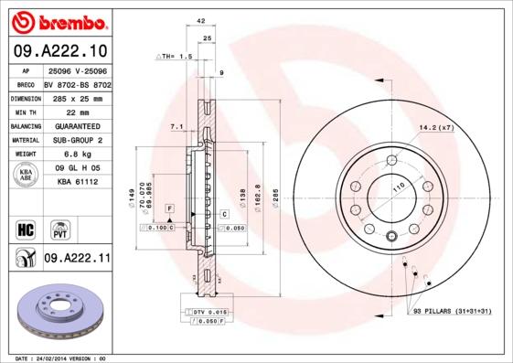 AP 25096 - Тормозной диск autospares.lv