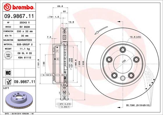 AP 25043 V - Тормозной диск autospares.lv