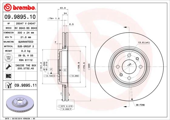 AP 25047 V - Тормозной диск autospares.lv