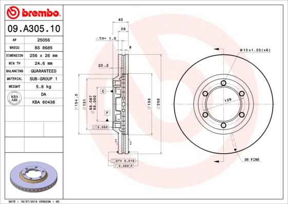 AP 25056 - Тормозной диск autospares.lv