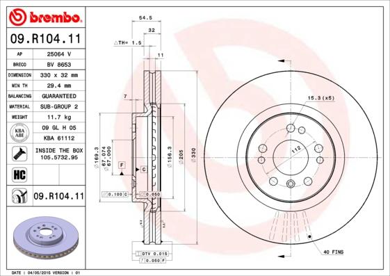 AP 25064 V - Тормозной диск autospares.lv