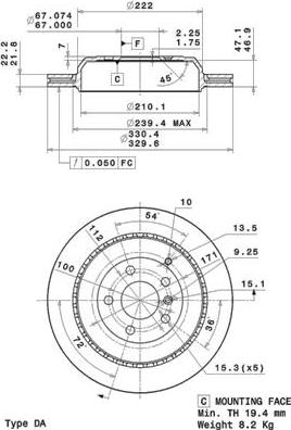 AP 25066 V - Тормозной диск autospares.lv