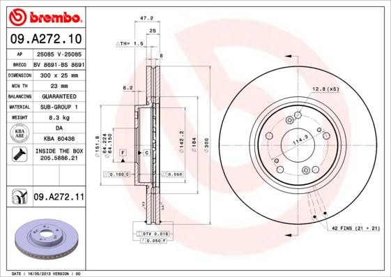 AP 25085 - Тормозной диск autospares.lv