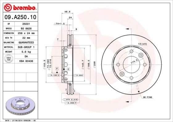 AP 25031 - Тормозной диск autospares.lv