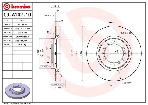 AP 25027 - Тормозной диск autospares.lv