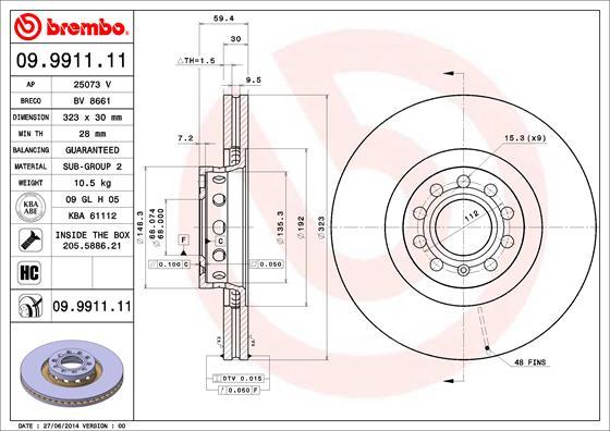 AP 25073 V - Тормозной диск autospares.lv