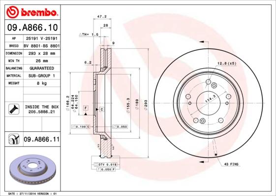 AP 25191 V - Тормозной диск autospares.lv