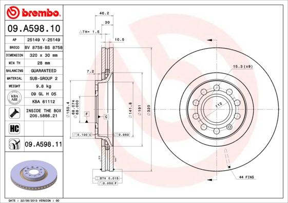 AP 25149 - Тормозной диск autospares.lv