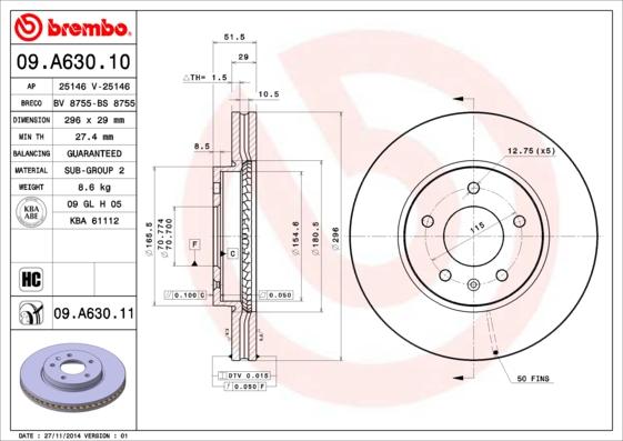 AP 25146 V - Тормозной диск autospares.lv