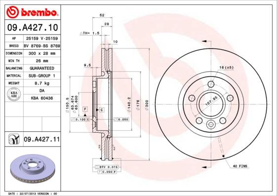 AP 25159 V - Тормозной диск autospares.lv