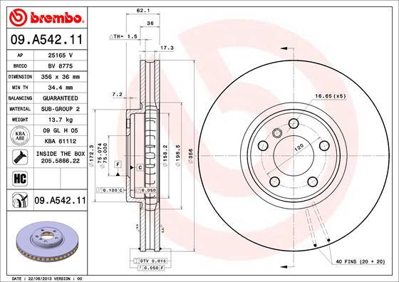 AP 25165 V - Тормозной диск autospares.lv