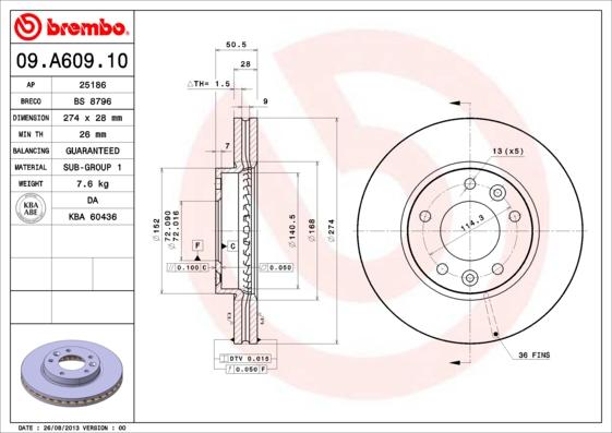 AP 25186 - Тормозной диск autospares.lv