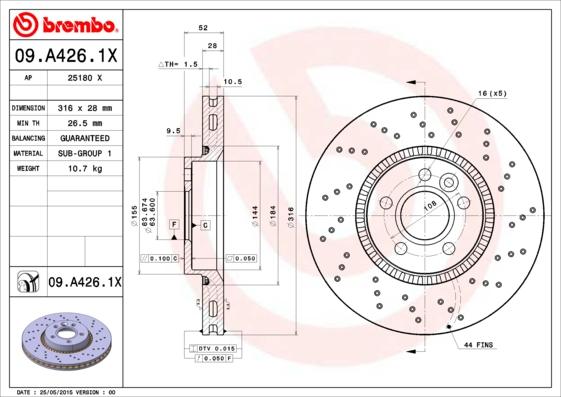 AP 25180 X - Тормозной диск autospares.lv