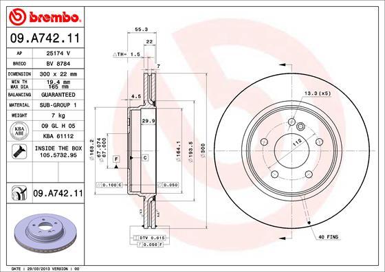 AP 25174 V - Тормозной диск autospares.lv