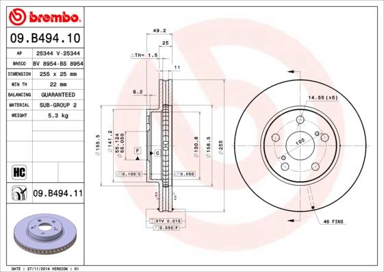 AP 25344 - Тормозной диск autospares.lv