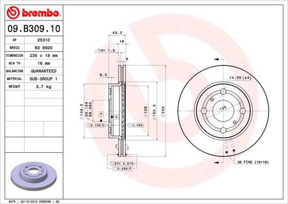AP 25310 - Тормозной диск autospares.lv