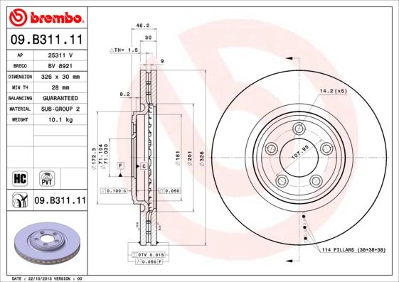 AP 25311 V - Тормозной диск autospares.lv