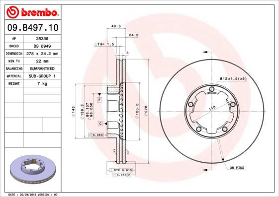 AP 25339 - Тормозной диск autospares.lv