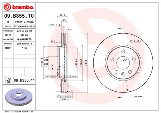 AP 25320 V - Тормозной диск autospares.lv