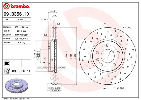 AP 25321 X - Тормозной диск autospares.lv