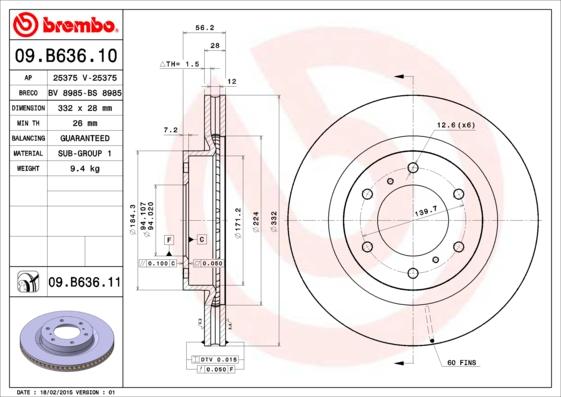 AP 25375 V - Тормозной диск autospares.lv