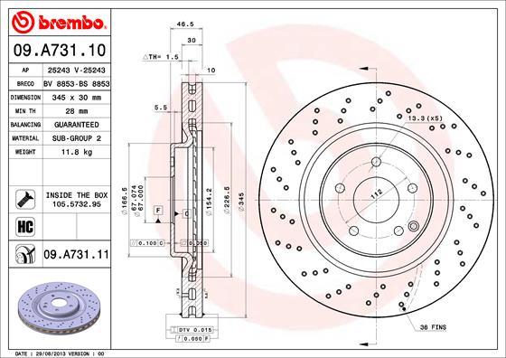 AP 25243 V - Тормозной диск autospares.lv