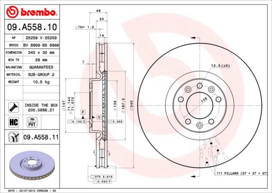 AP 25259 V - Тормозной диск autospares.lv