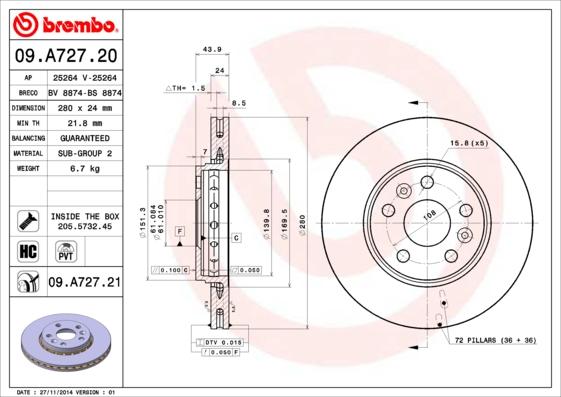 AP 25264 - Тормозной диск autospares.lv