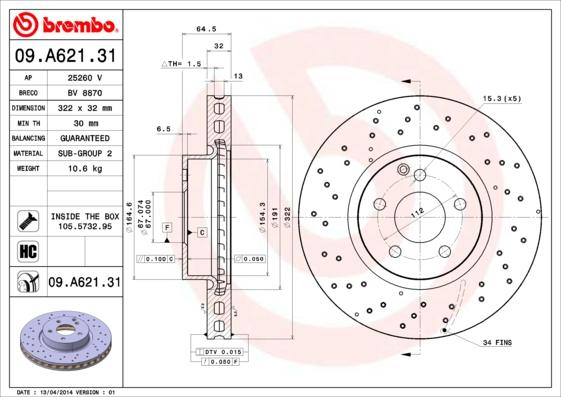 AP 25260 V - Тормозной диск autospares.lv