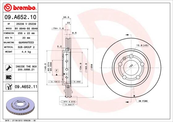 AP 25239 - Тормозной диск autospares.lv