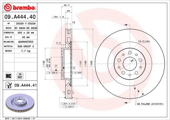 AP 25229 V - Тормозной диск autospares.lv