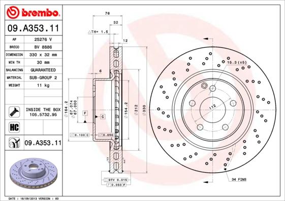 AP 25276 V - Тормозной диск autospares.lv