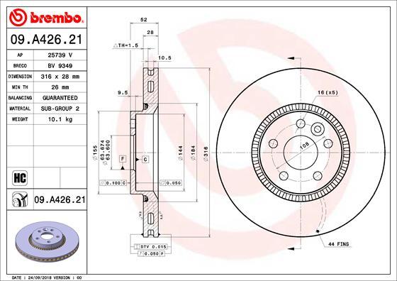 AP 25739V - Тормозной диск autospares.lv