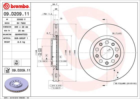 AP 20060 V - Тормозной диск autospares.lv