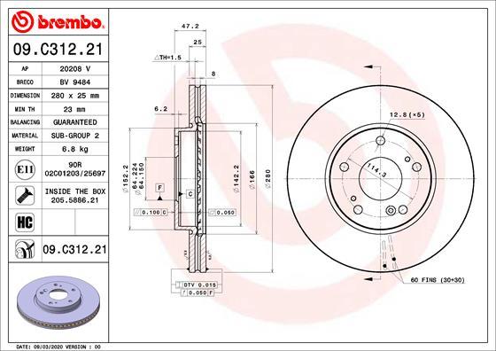 AP 20208 V - Тормозной диск autospares.lv