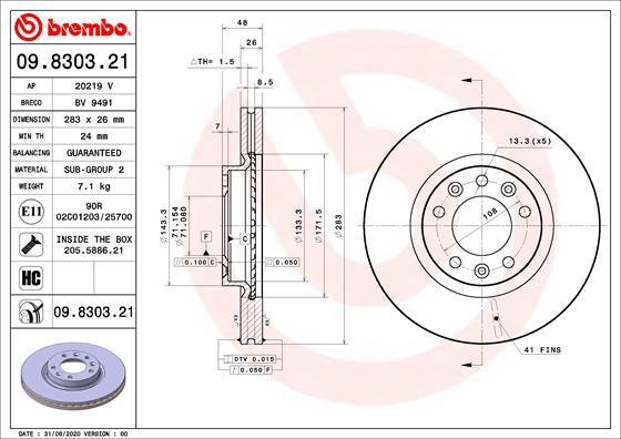 AP 20219 V - Тормозной диск autospares.lv