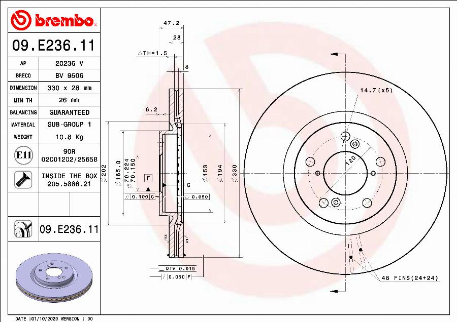 AP 20236 V - Тормозной диск autospares.lv