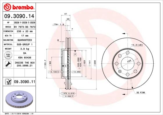 AP 20238 V - Тормозной диск autospares.lv