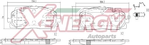 AP XENERGY X41401 - Тормозные колодки, дисковые, комплект autospares.lv