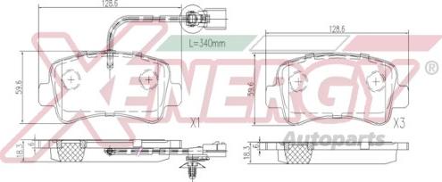 AP XENERGY X41088 - Тормозные колодки, дисковые, комплект autospares.lv