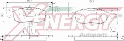 AP XENERGY X41392 - Тормозные колодки, дисковые, комплект autospares.lv