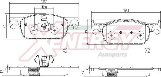 AP XENERGY X41290 - Тормозные колодки, дисковые, комплект autospares.lv