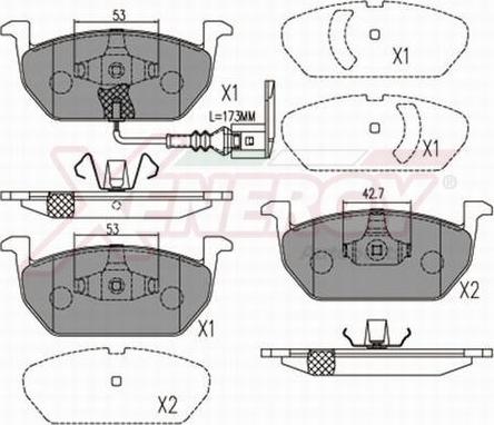 AP XENERGY X41285 - Тормозные колодки, дисковые, комплект autospares.lv