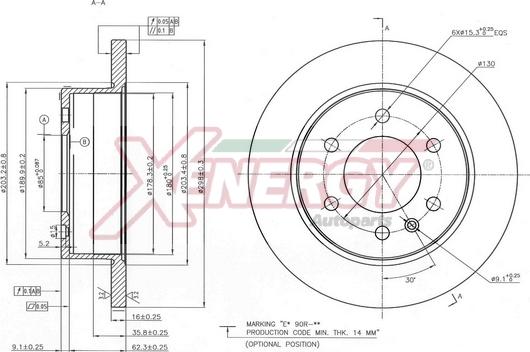 AP XENERGY X601495 - Тормозной диск autospares.lv