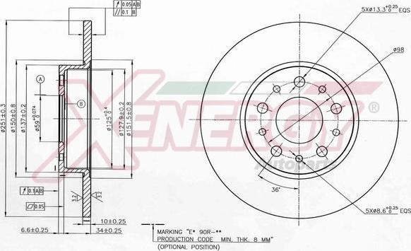 AP XENERGY X601469 - Тормозной диск autospares.lv