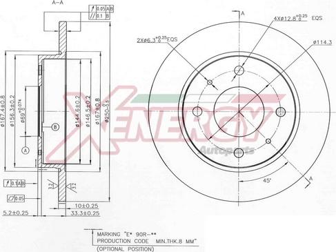 AP XENERGY X601489 - Тормозной диск autospares.lv